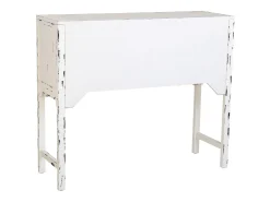 Recibidor de madera lacado blanco envejecido de 4 cajones y 4 puertas
