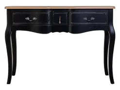 Recibidor de madera lacado negro envejecido con 3 cajones