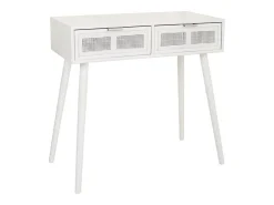 Recibidor De Madera Y Rejilla Con 2 Cajones En Blanco