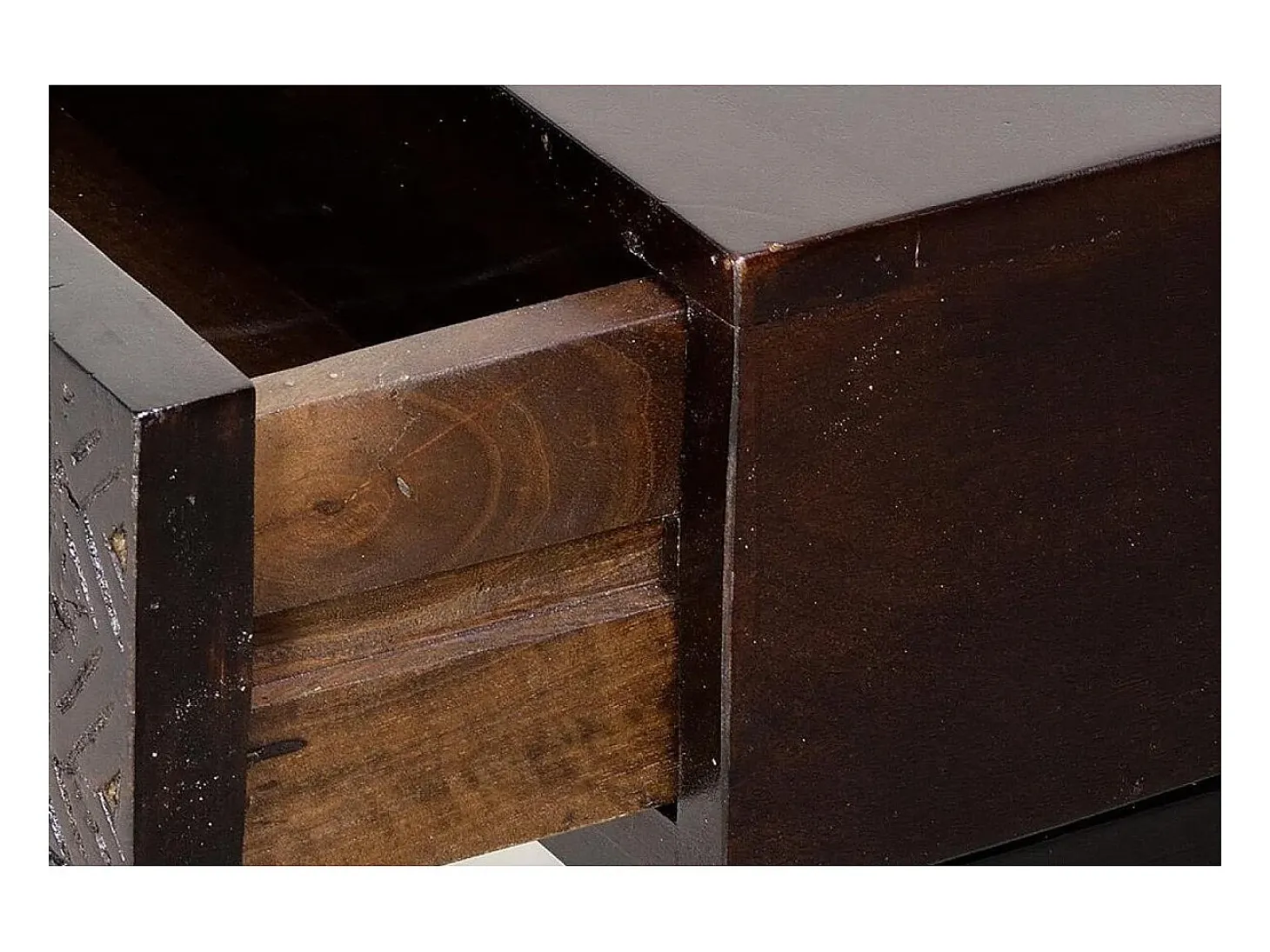 Recibidor en madera de mango y patas de metal nogal oscuro