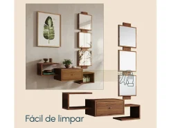 Recibidor para Entrada Pasillo en Nogal Ambar 99x22x145cm Neo