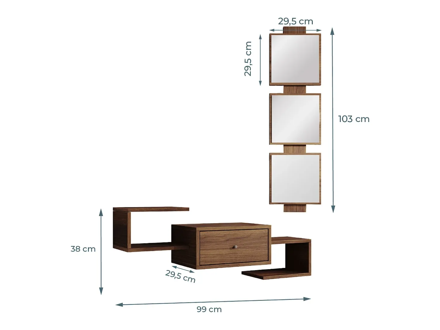 Recibidor para Entrada Pasillo en Nogal Ambar 99x22x145cm Neo