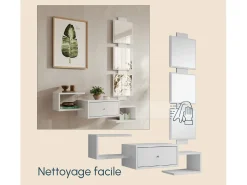 Recibidor para Entrada Pasillo en Blanco 99,5x22x145cm Neo