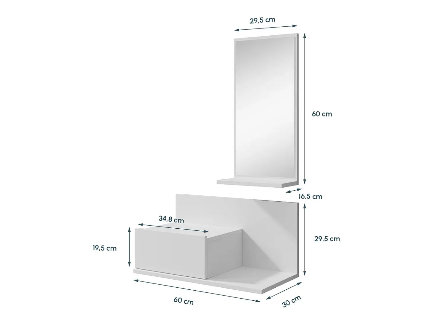 Recibidor para Entrada Pasillo en Blanco 60x30x85,5cm Isabela