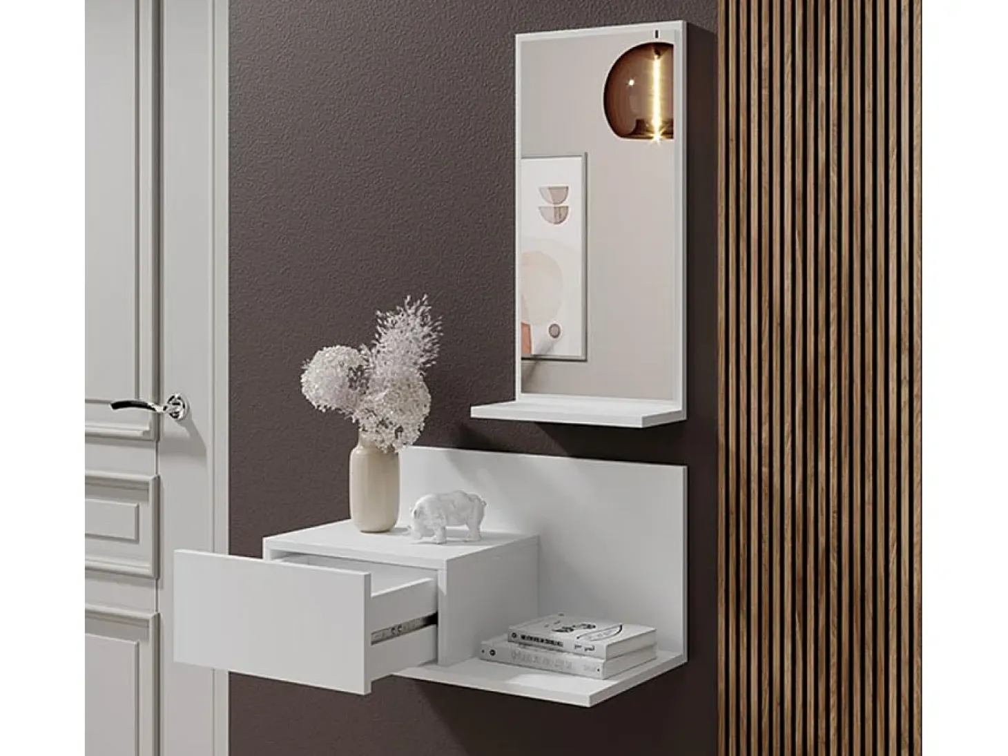Recibidor para Entrada Pasillo en Blanco 60x30x85,5cm Isabela