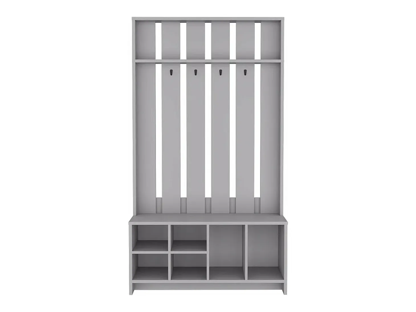 Recibidor tulcan en melamina con 8 estantes y 4 ganchos para colgar ropa , Gris , 172.6 cm X 96.8 cm X 39.3 cm