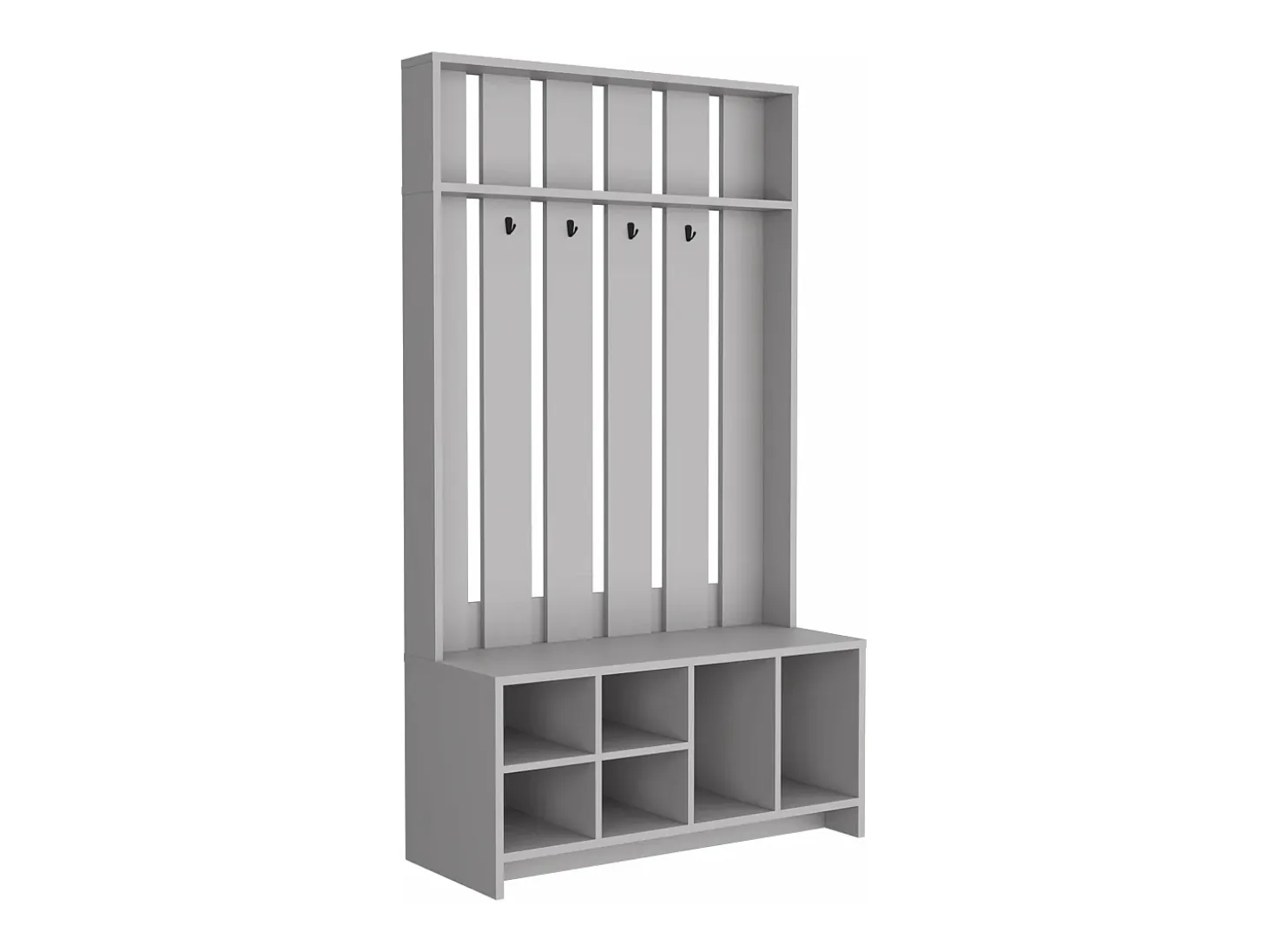 Recibidor tulcan en melamina con 8 estantes y 4 ganchos para colgar ropa , Gris , 172.6 cm X 96.8 cm X 39.3 cm