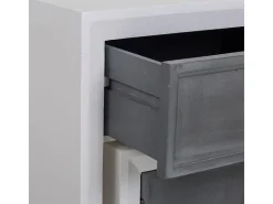 Recibidor Y Dos Taburetes De Madera Lac Blanco Y Gris Set 3 Pzas
