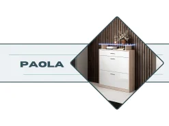 Recibidor zapatero para Entrada Pasillo en Blanco y Sonoma con LED 89x24x105cm Paola