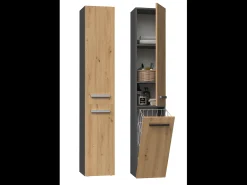 REGGY - Perchero de pared + espejo grande - 6 ganchos dobles - Estante - Mueble de entrada - 85x82x15cm