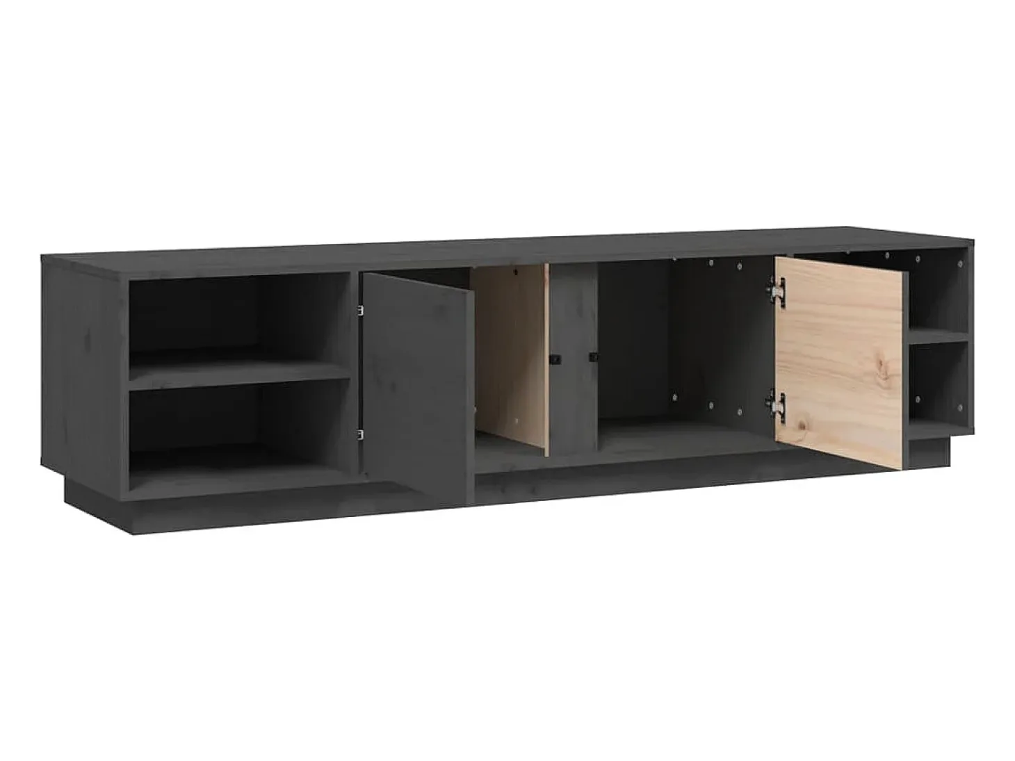 Renira Mueble de TV madera maciza de pino gris 156x40x40 cm