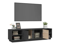 Renira Mueble de TV madera maciza de pino gris 156x40x40 cm