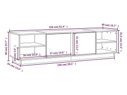 Renira Mueble de TV madera maciza de pino negro 156x40x40 cm