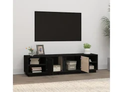 Renira Mueble de TV madera maciza de pino negro 156x40x40 cm