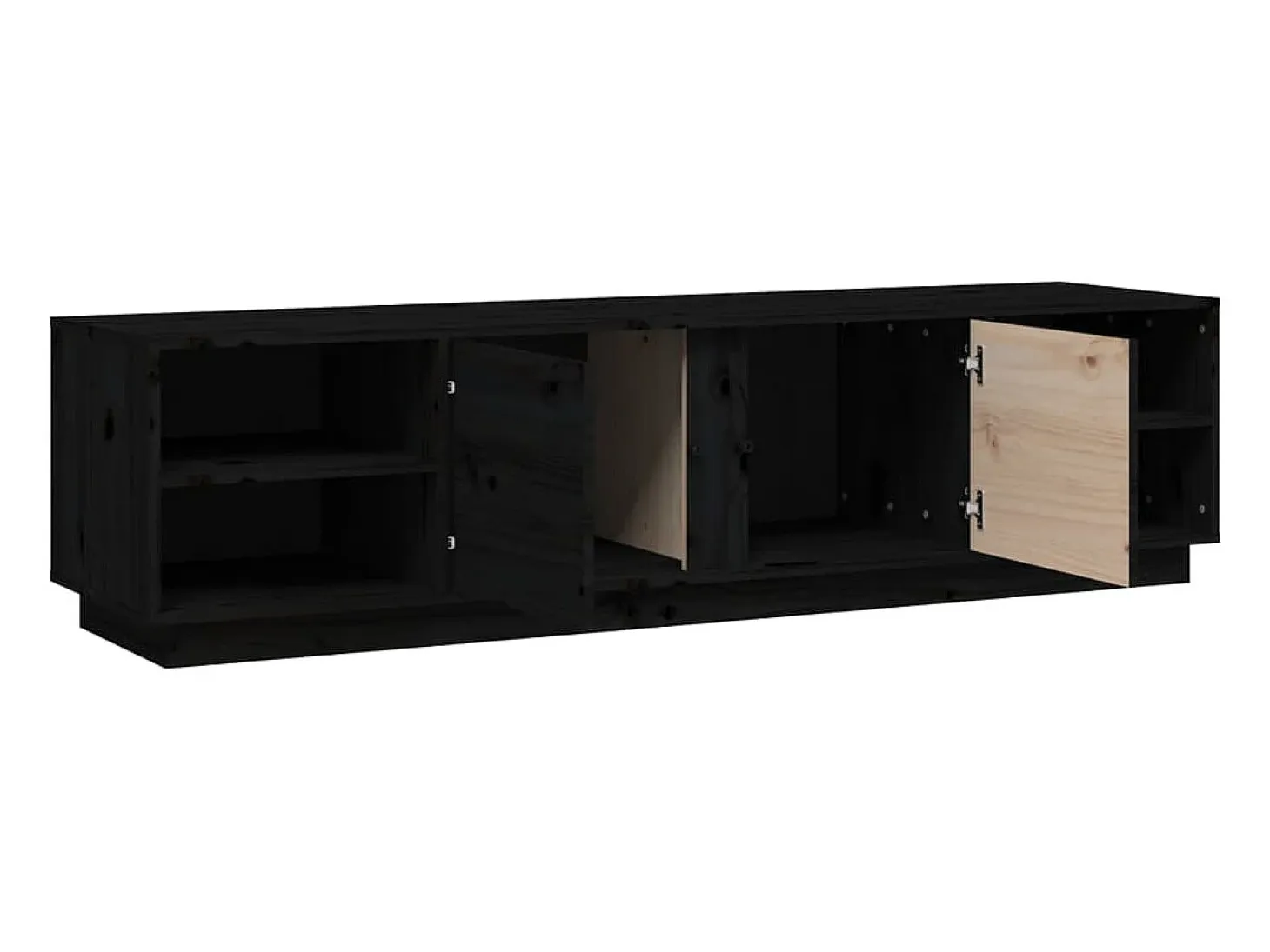 Renira Mueble de TV madera maciza de pino negro 156x40x40 cm