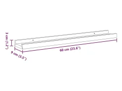 Repisa para marcos de fotos 2 uds MDF blanco 60x9x3 cm