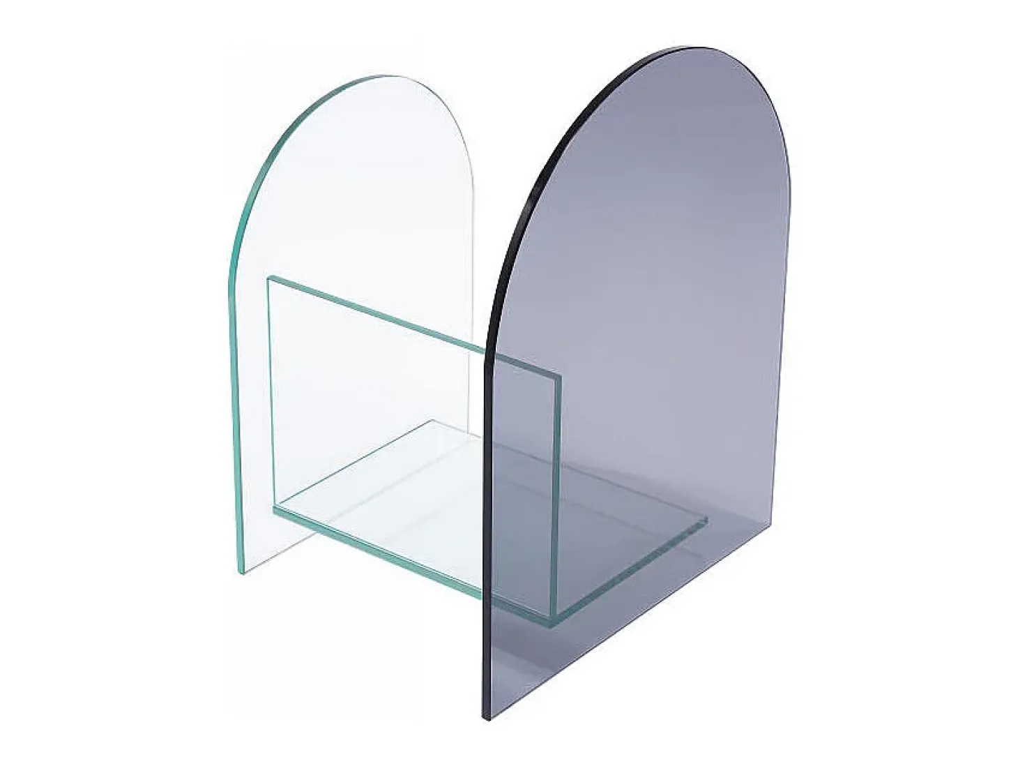 Revistero de vidrio templado - Transparente y gris - DUSILLA