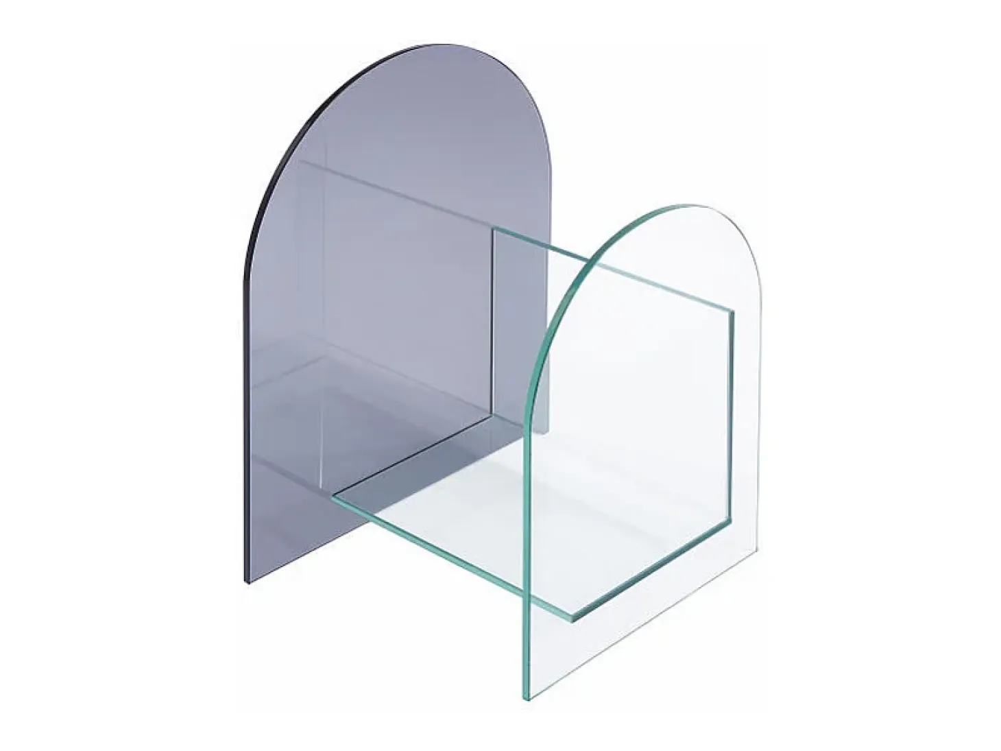 Revistero de vidrio templado - Transparente y gris - DUSILLA
