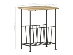 Revistero madera maciza de mango y acero 40x30x50 cm