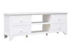 Éric-Paul-Louis Mueble para TV madera maciza de paulownia blanco 108x30x40 cm