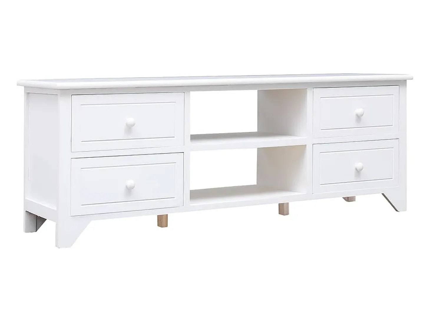Éric-Paul-Louis Mueble para TV madera maciza de paulownia blanco 108x30x40 cm