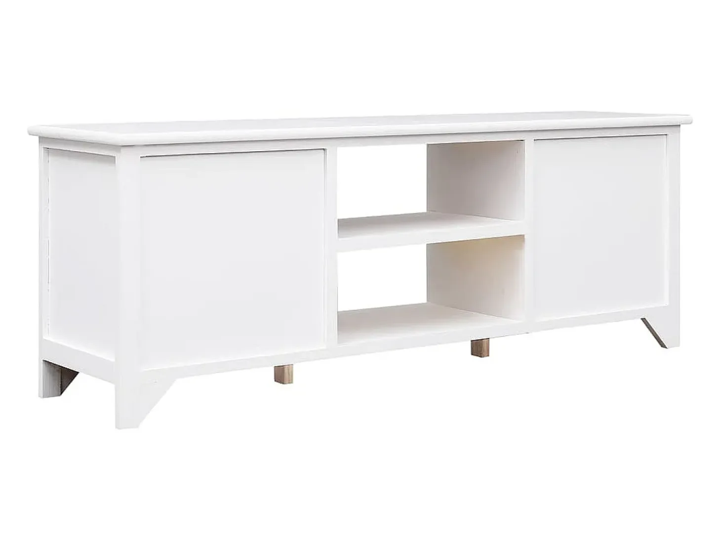 Éric-Paul-Louis Mueble para TV madera maciza de paulownia blanco 108x30x40 cm