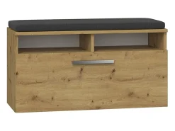 RIVI - Mueble zapatero con asiento y almacenaje - Puerta basculante - Dimensiones: 46x85x35 - 6 estantes - Artesanal
