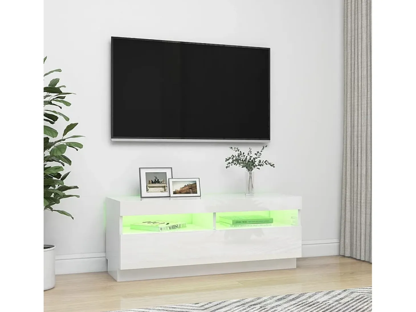 Roelant Mueble de TV con luces LED blanco brillante 100x35x40 cm