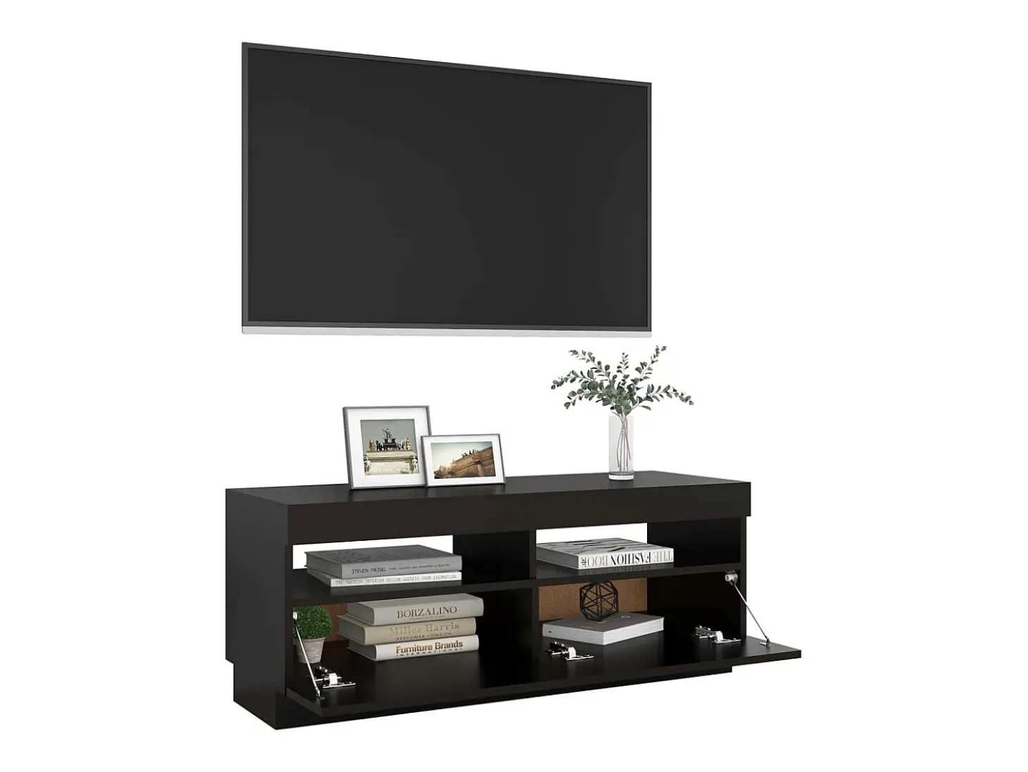 Roelant Mueble de TV con luces LED negro 100x35x40 cm