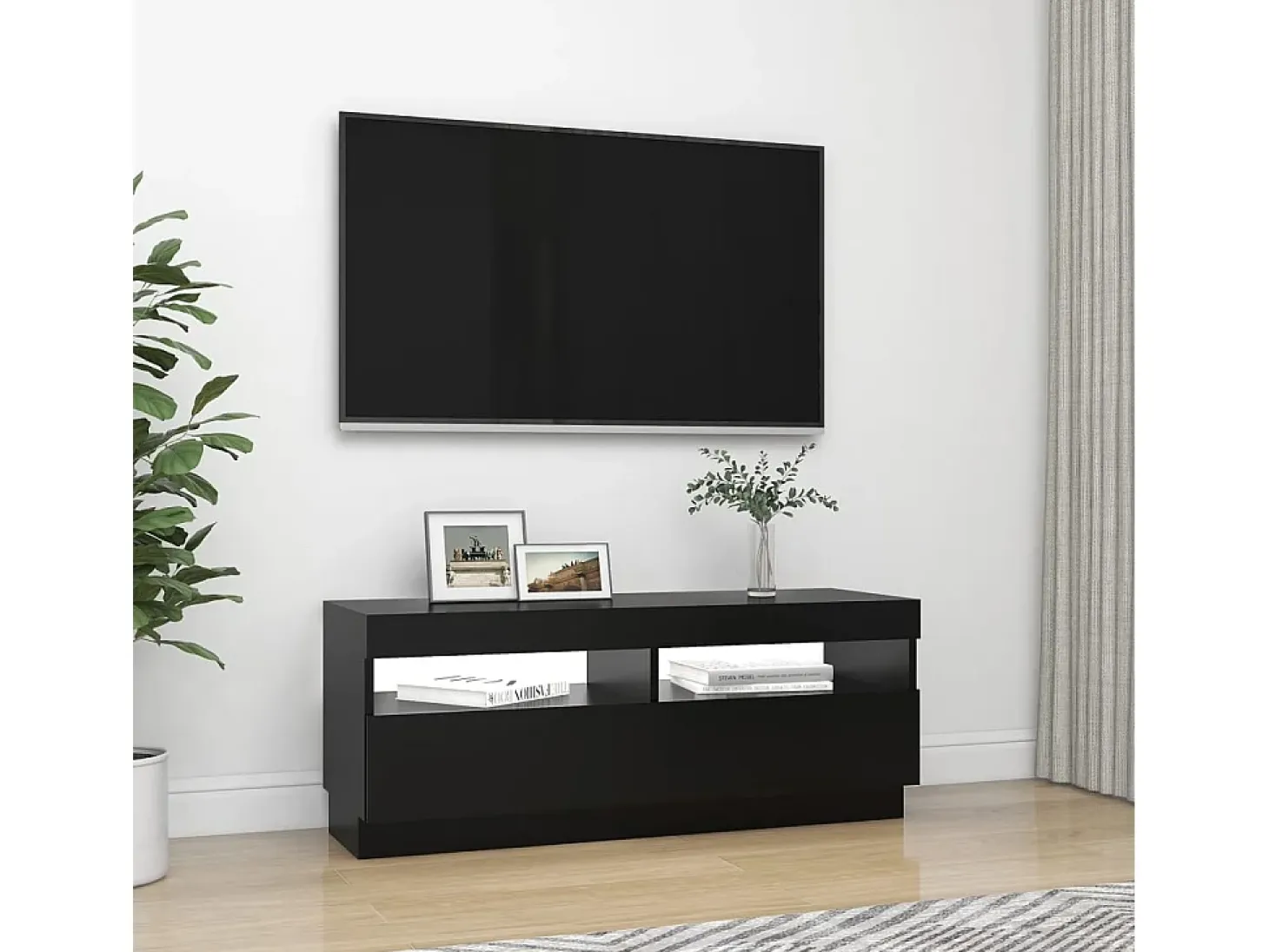 Roelant Mueble de TV con luces LED negro 100x35x40 cm