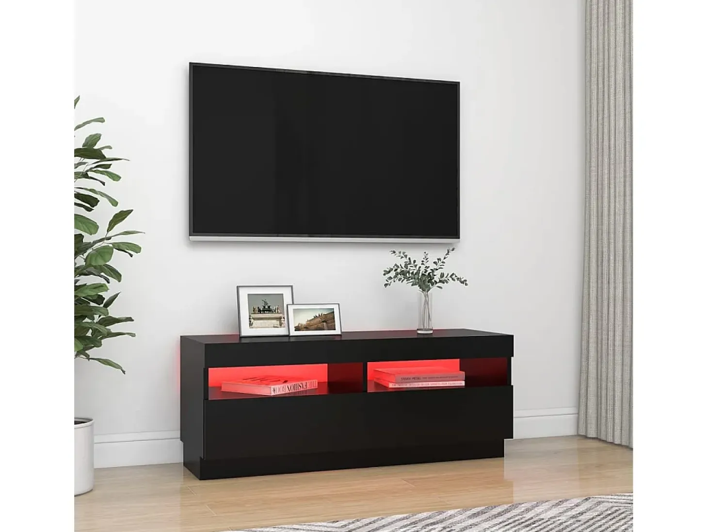 Roelant Mueble de TV con luces LED negro 100x35x40 cm