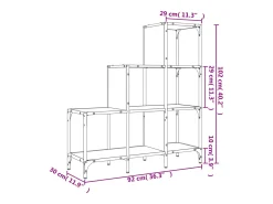 Rylanor Estantería madera ingeniería y metal gris Sonoma 92x30x102 cm