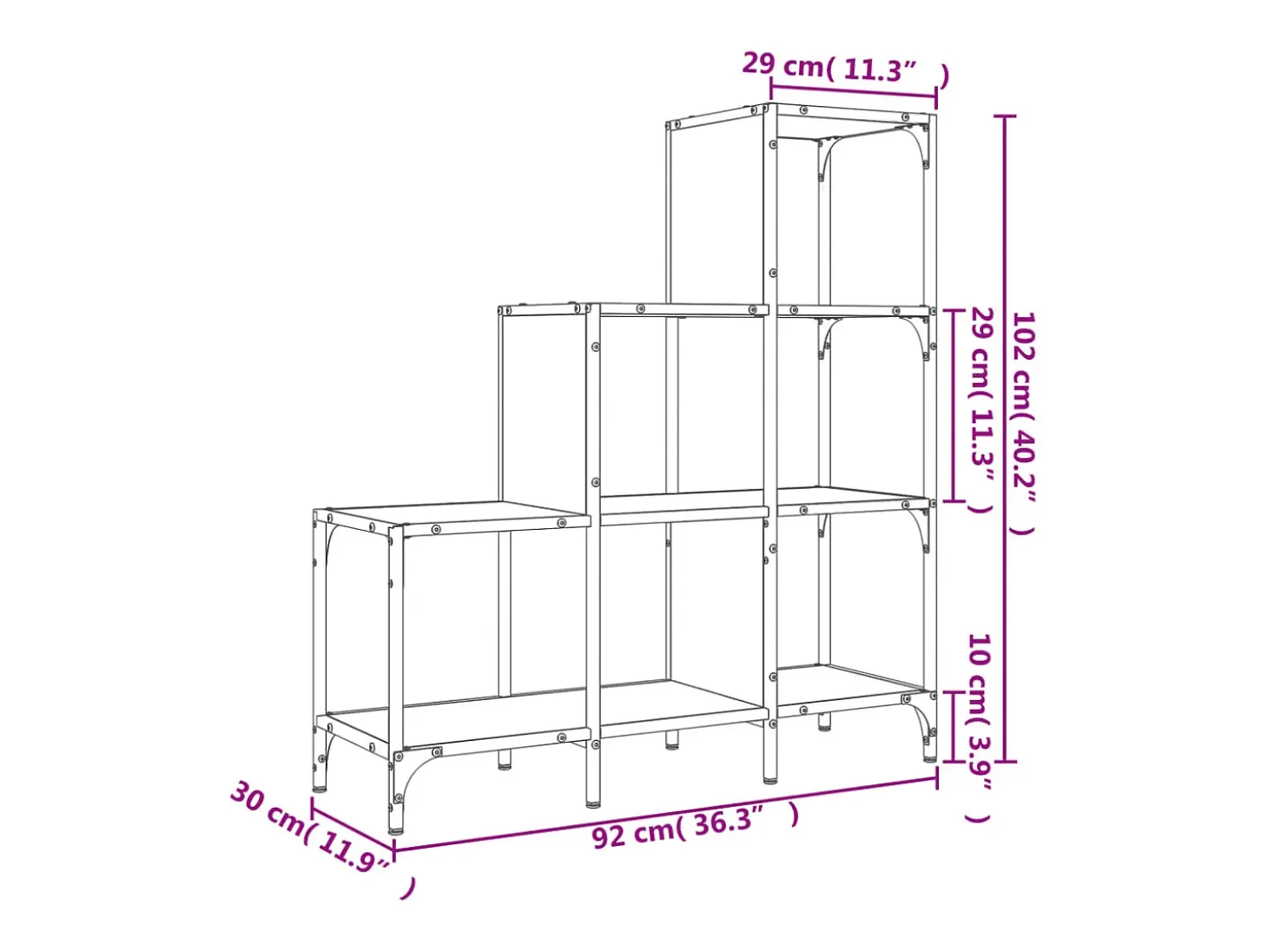 Rylanor Estantería madera ingeniería y metal gris Sonoma 92x30x102 cm