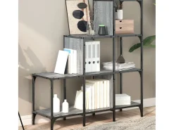 Rylanor Estantería madera ingeniería y metal gris Sonoma 92x30x102 cm