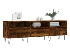 Salon-de-Provence Mueble de TV madera contrachapada roble ahumado 150x30x44,5 cm