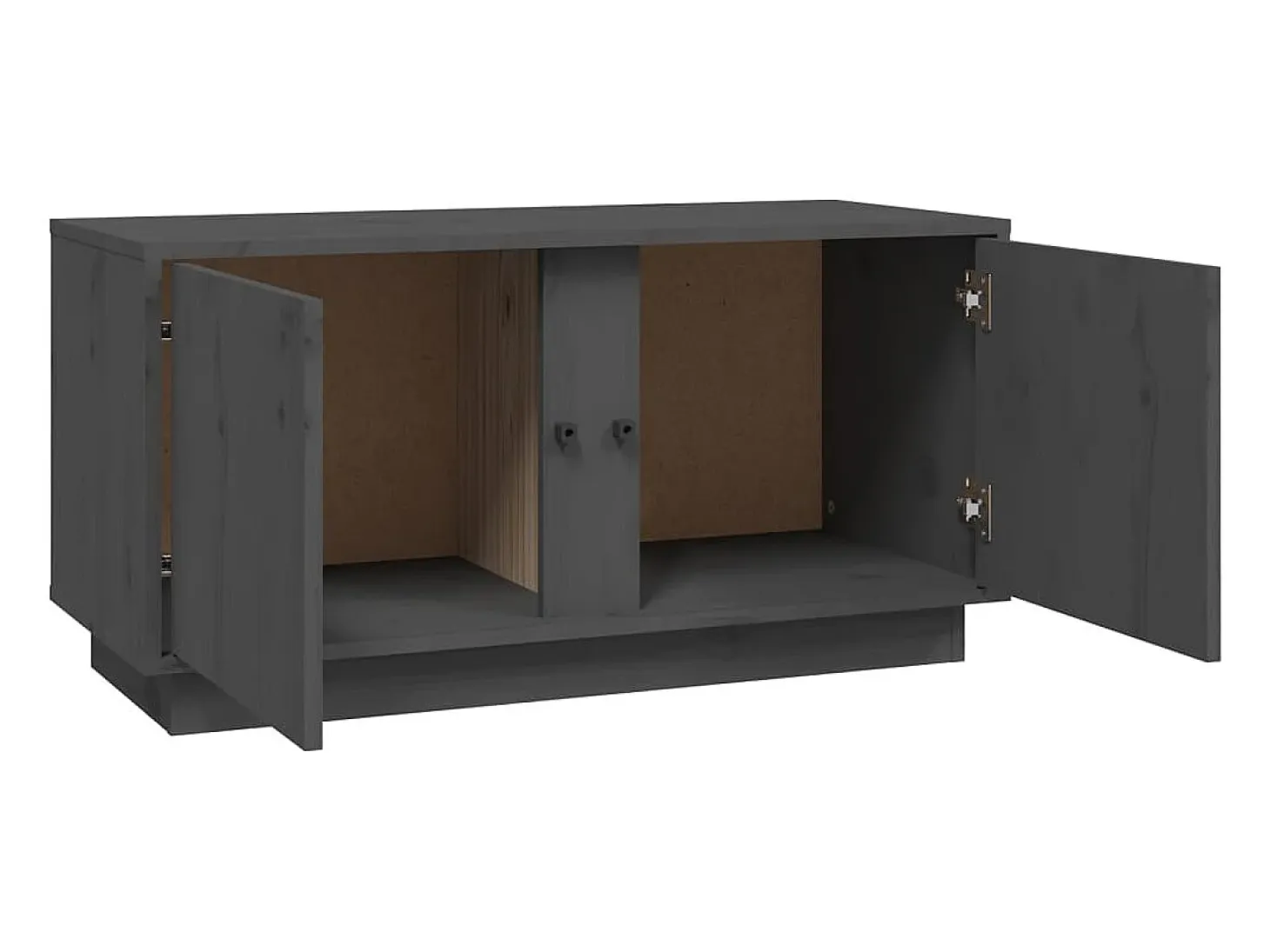 Seliron Mueble de TV madera maciza de pino gris 80x35x40,5 cm