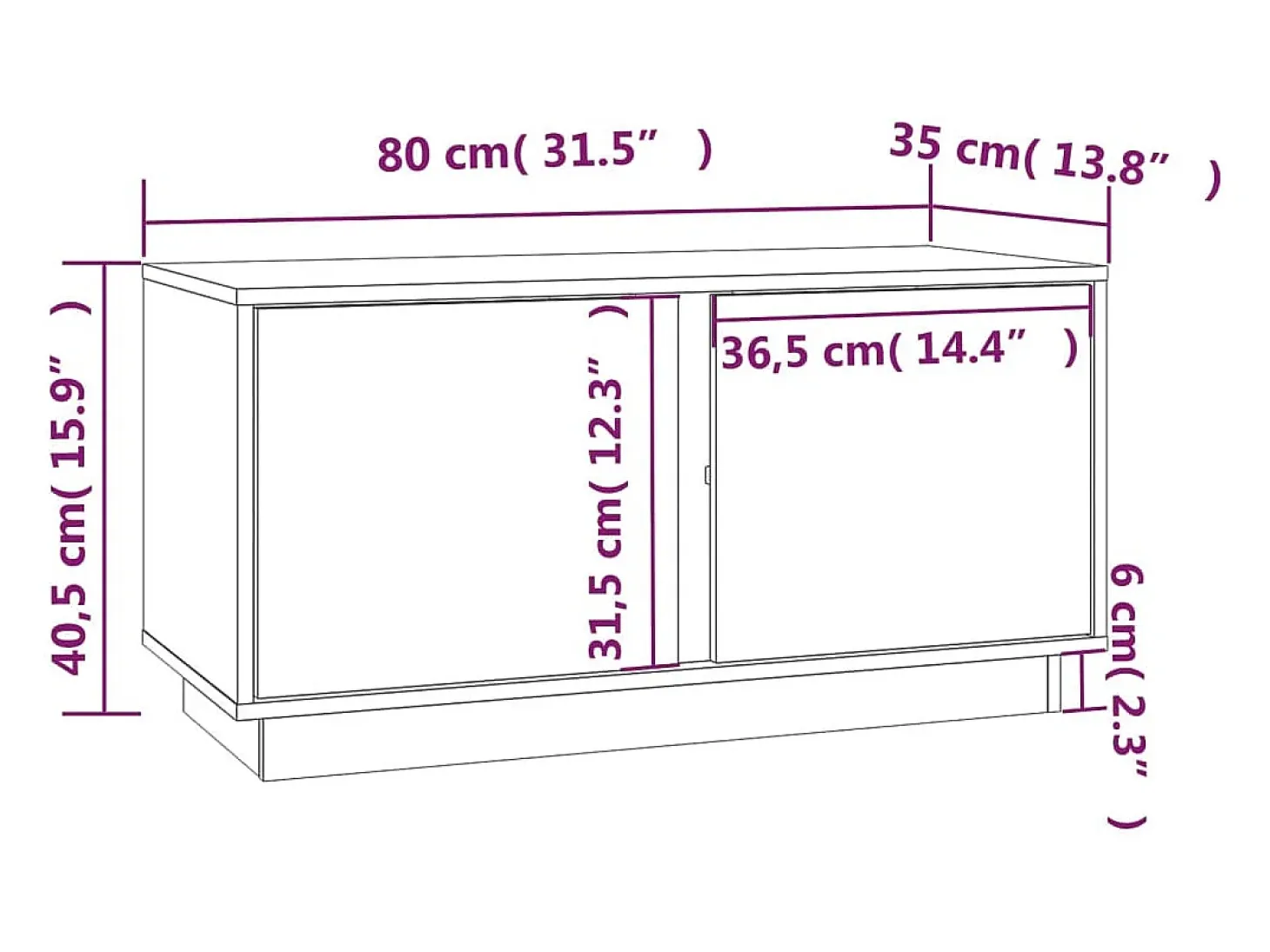 Seliron Mueble de TV madera maciza de pino gris 80x35x40,5 cm