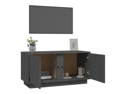 Seliron Mueble de TV madera maciza de pino gris 80x35x40,5 cm