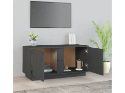 Seliron Mueble de TV madera maciza de pino gris 80x35x40,5 cm