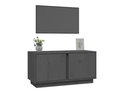 Seliron Mueble de TV madera maciza de pino gris 80x35x40,5 cm