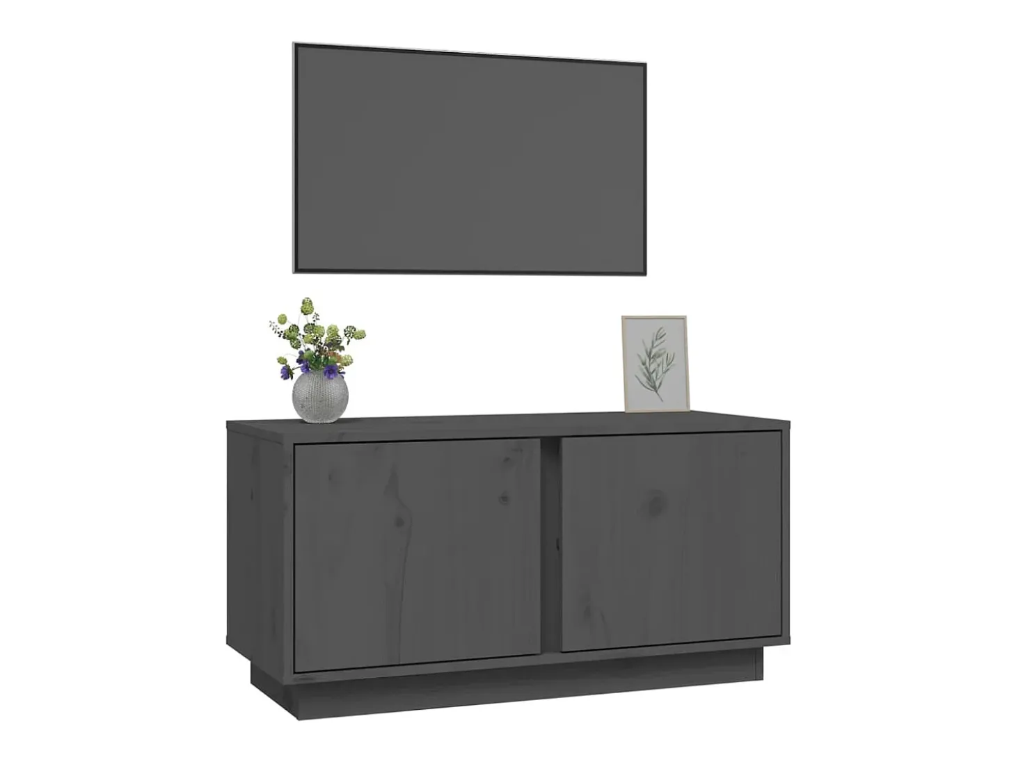 Seliron Mueble de TV madera maciza de pino gris 80x35x40,5 cm