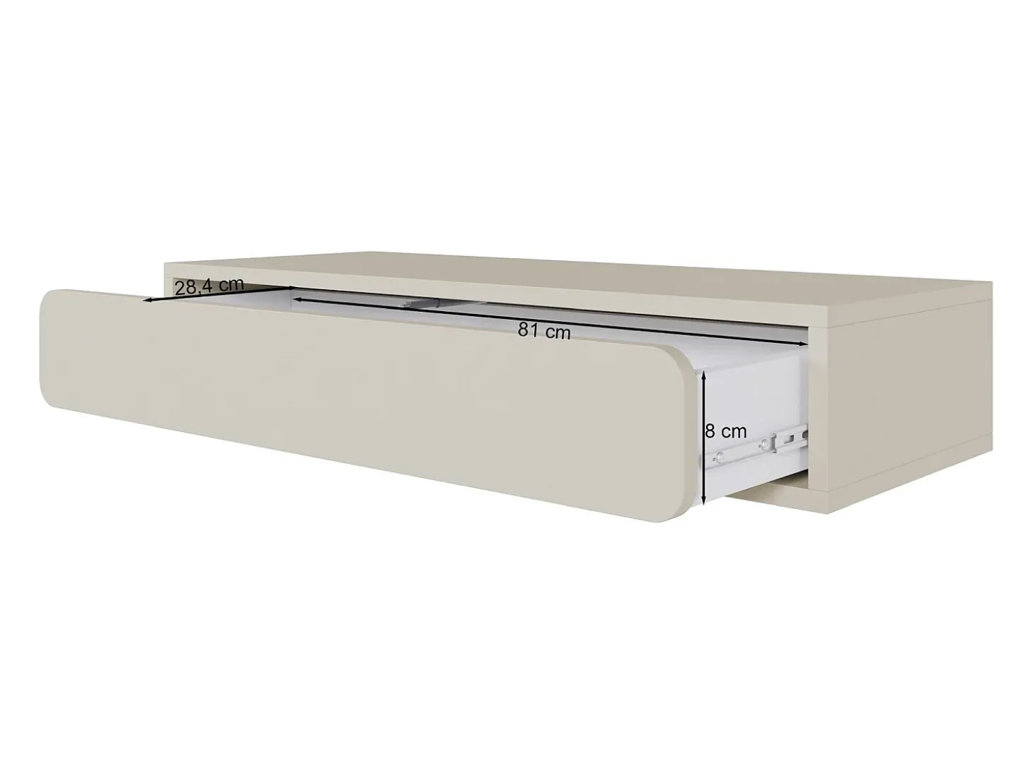Selsey WUWU - Mesa consola con cajón - suspendida - 90 cm - gris