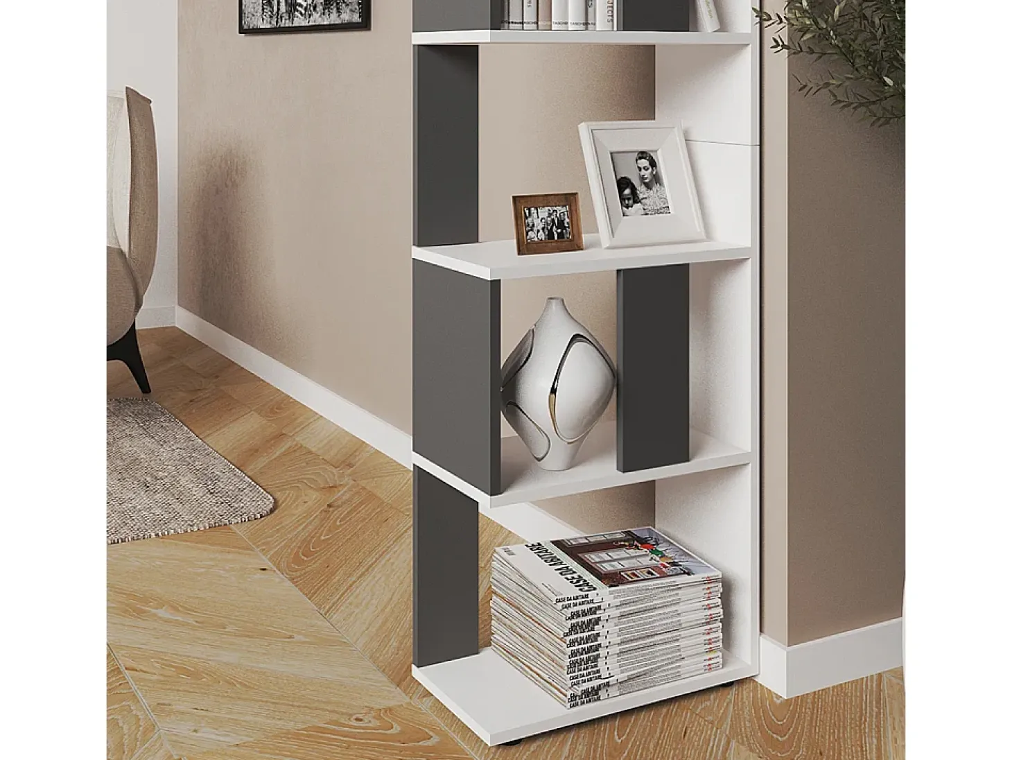 Separador de ambientes antracita/blanco 45x23.6x162.6