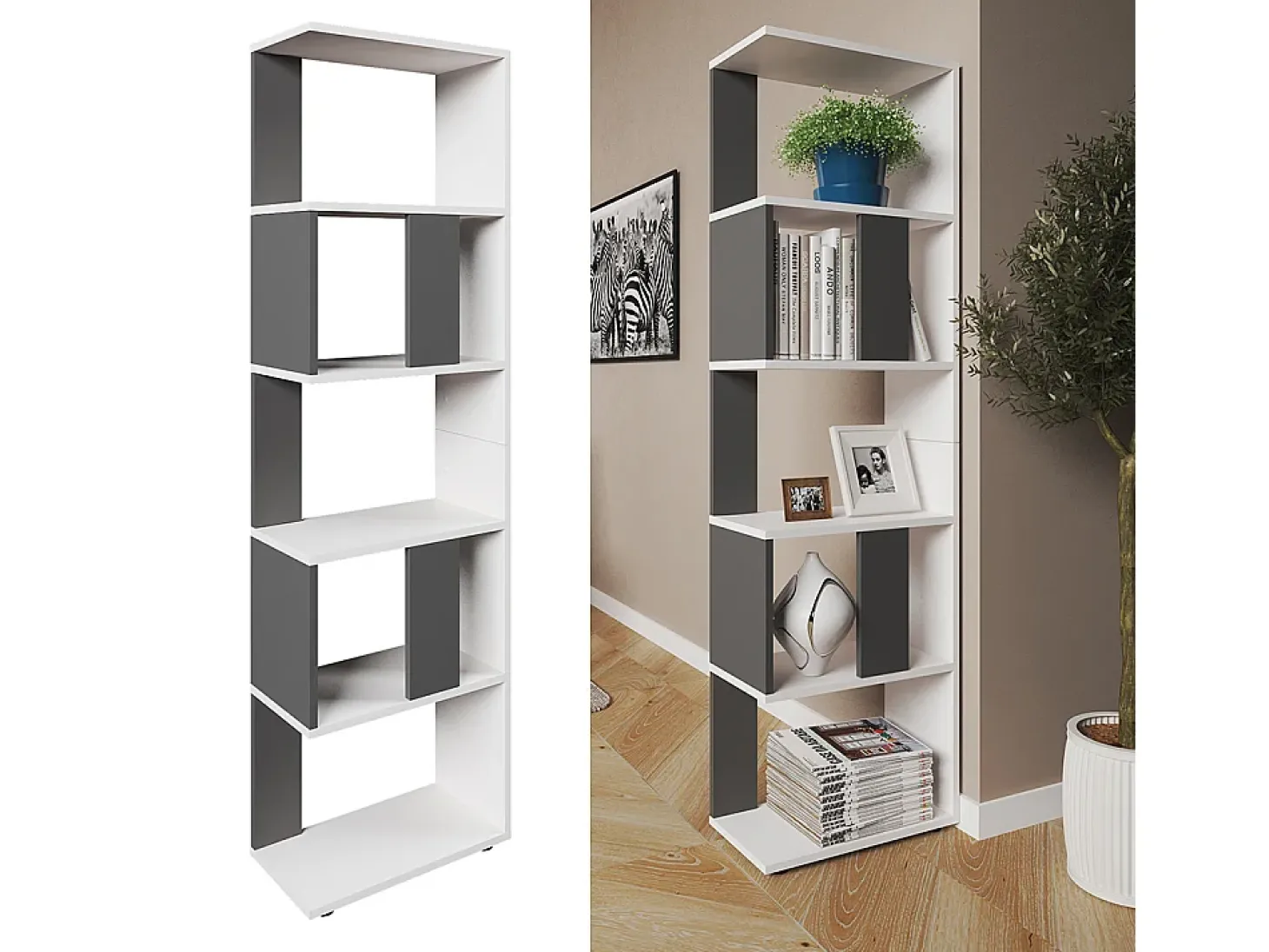 Separador de ambientes antracita/blanco 45x23.6x162.6