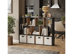Separador de ambientes antracita/roble dorado 107.2x29x143
