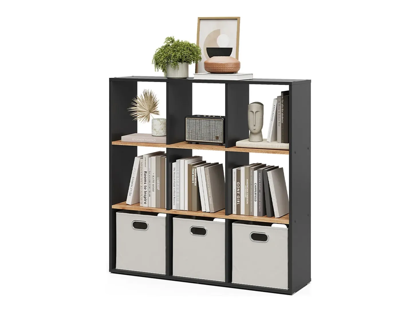 Separador de ambientes antracita/roble dorado 107.2x29x107.8 nove