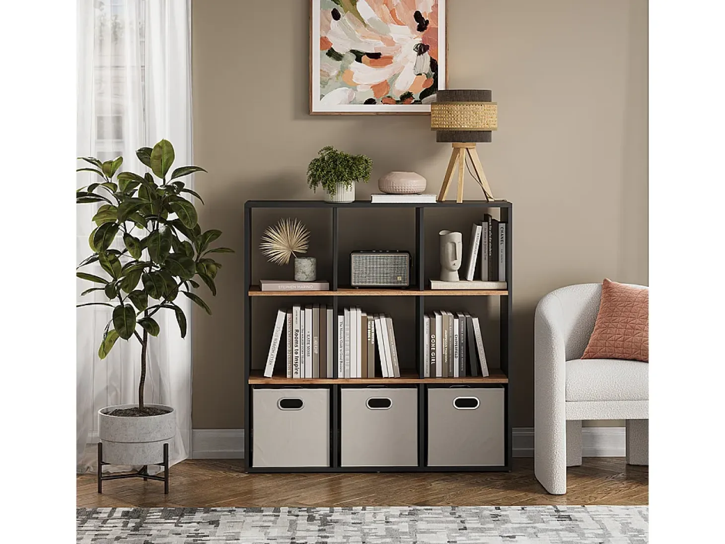 Separador de ambientes antracita/roble dorado 107.2x29x107.8 nove