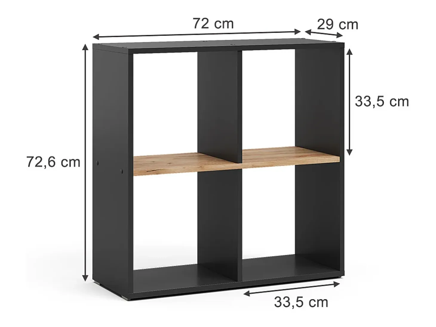 Separador de ambientes antracita/roble dorado 72x29x72.6 tetra