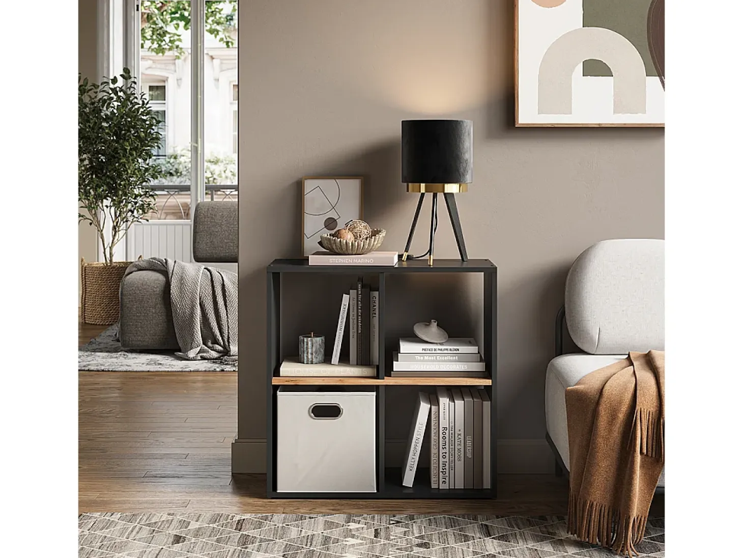 Separador de ambientes antracita/roble dorado 72x29x72.6 tetra