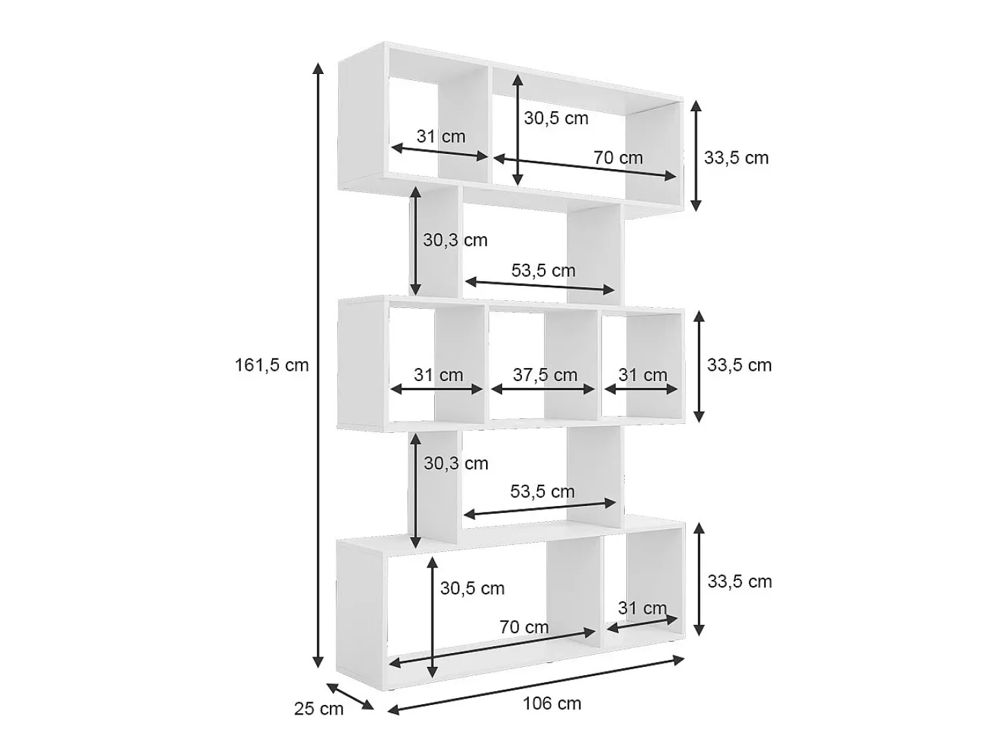 Separador de ambientes blanco 106x25x161.5 aramis